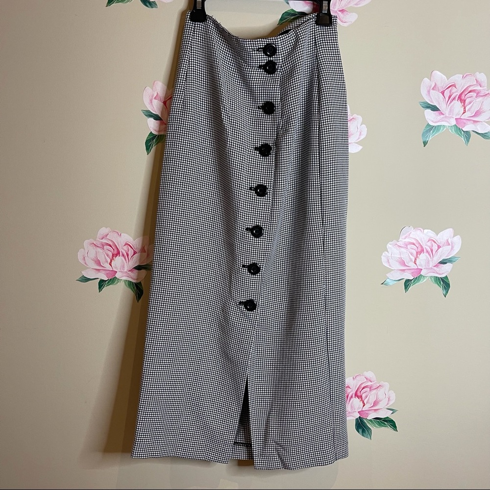 Checked Pattern Midi Skirt -R-11